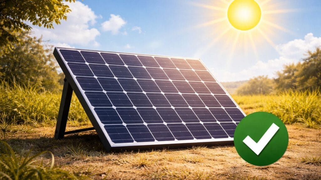 Panel solar correctamente orientado hacia el sol para maximizar la eficiencia de los productos solares.