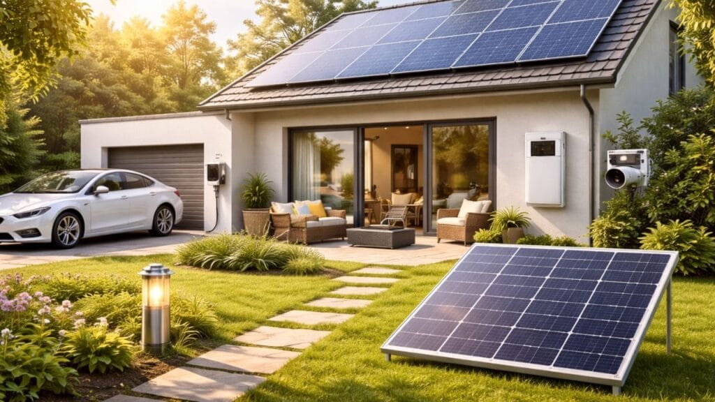 Uso real de productos solares en una vivienda moderna.