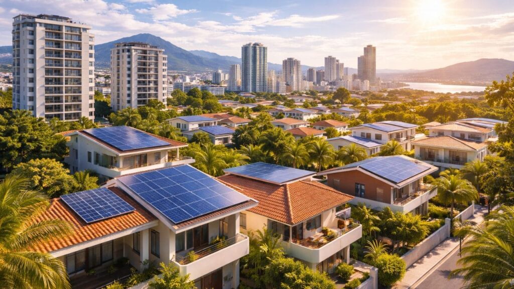 Ciudad moderna con energías renovables