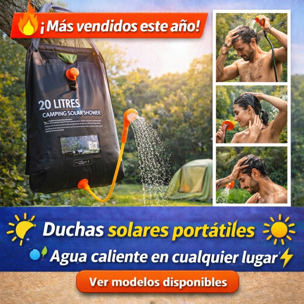 Los mejores gadgets solares para camping, duchas solares portátiles