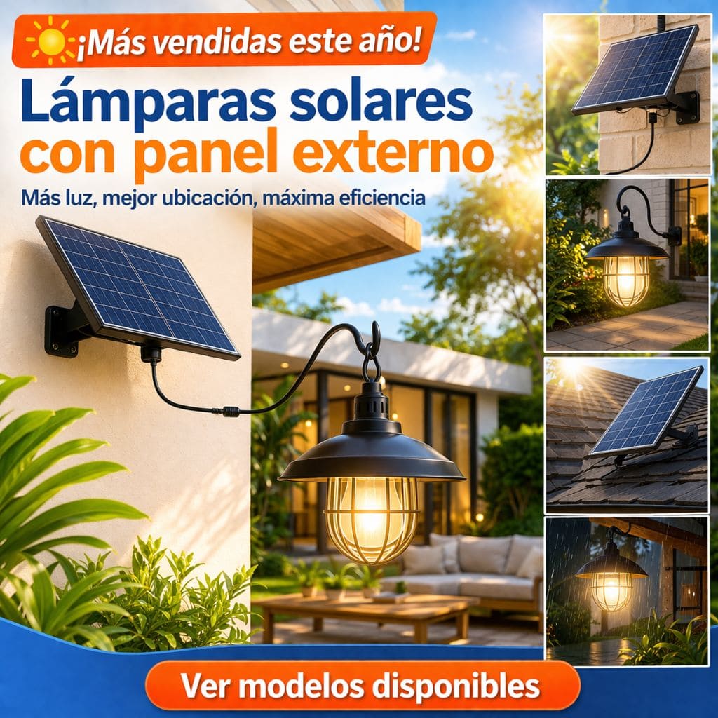 Lámparas solares con panel externo
