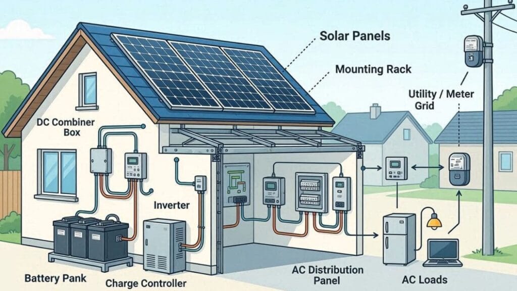 componentes de un sistema de energía solar