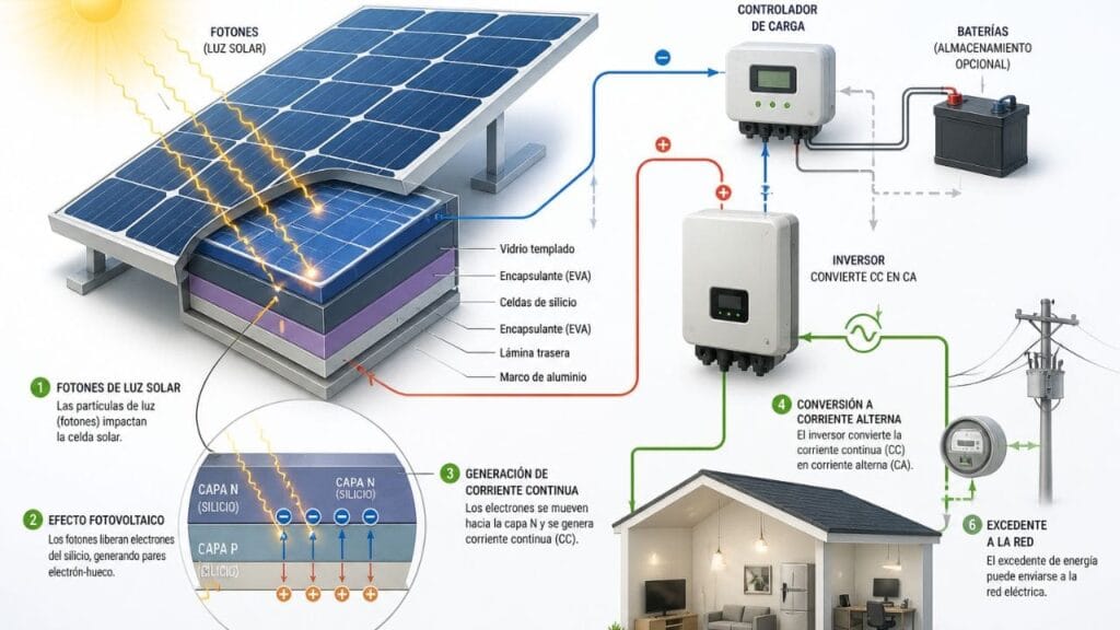 Proceso de generación de energía solar