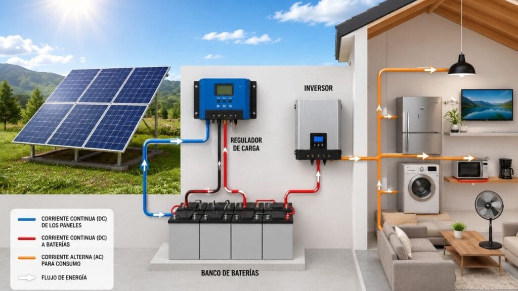 Esquema de sistema solar residencial